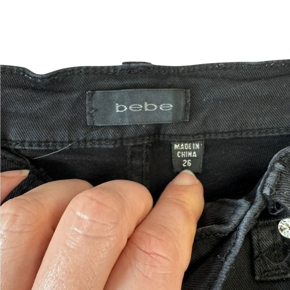 bebe. Black Jean Shorts Fitted Style - Picture 5 of 7